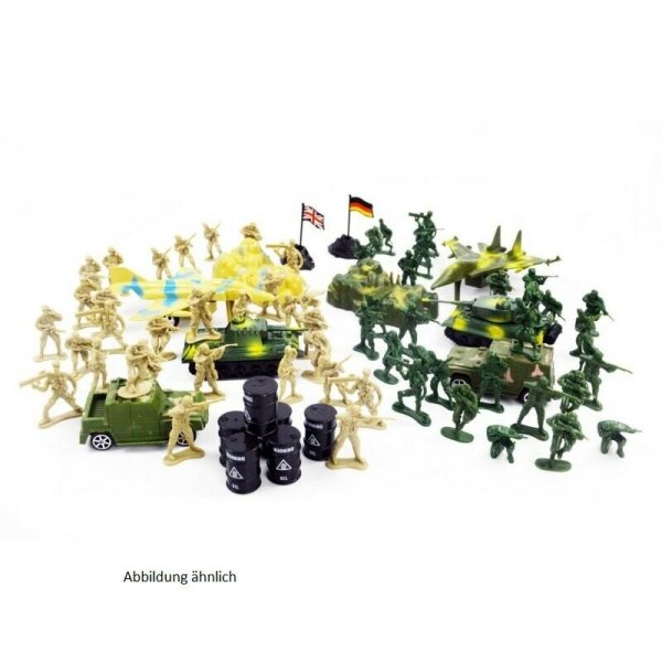 Plastik Militär Figuren Set mit 76 Teilen Soldaten Panzer Fahrzeuge Diorama