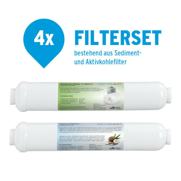 4 x Filter Set Sediment & Aktivkohlefilter Osmose Umkehrosemose