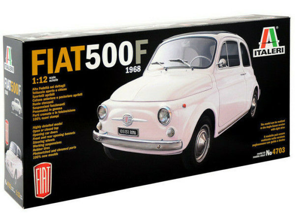 Italeri 4703 Fiat 500 F (1968 version) unlackierter Plastik Bausatz 1:12