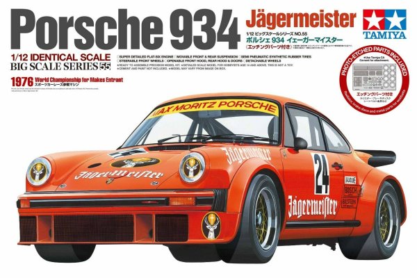 Tamiya Porsche 934 Jägermeister m. PE Scale 1:12 Plastik Model Bausatz Kit 12055
