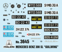 Italeri 3645 Mercedes Benz 300 SL Gull Wing  M1:24 unlackierter Plastik Bausatz