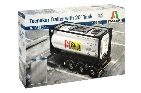 Italeri 3929 LKW Anhänger Tecnokar Trailer w/ 20ft Tank 1:24 Model Kit Bausatz