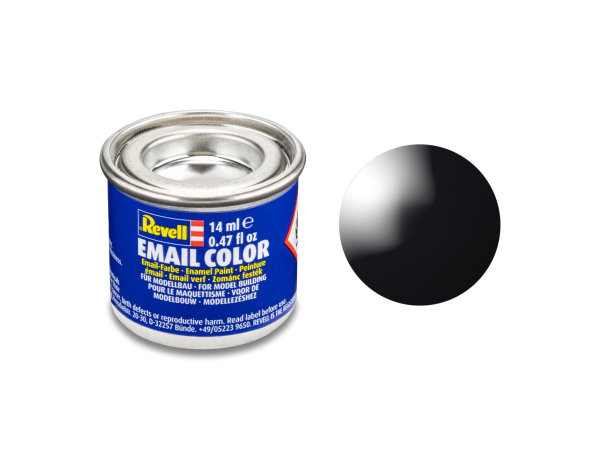 Revell 14 ml-Dose Modellbau-Farbe auf Kunstharzbasis in verschiedenen Farben 07 schwarz, glänzend RAL 9005 14 ml-Dose