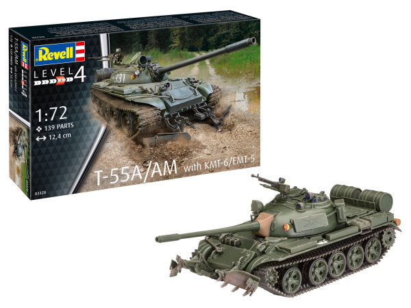 Revell Panzer T-55A/AM with KMT-6/EMT-5 Modell Kit Bausatz 1:72