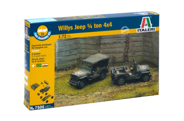 Italeri 7506 Willys Jeep 1/4 ton 4x4 Plastik Modellbau 1:72