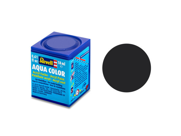 Revell Aqua Color 18 ml Modellbau-Farbe auf Wasserbasis in verschiedenen Farben 36106 teerschwarz, matt 18 ml