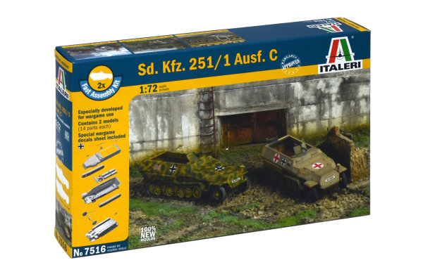Italeri Halbkettenfahrzeug SD.Kfz.251/1 Ausf C Fast Assm. Kit Modellbausatz 1:72