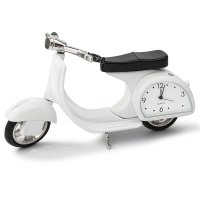Tischuhr Motorroller weiß - Dekorative Designer Uhr...