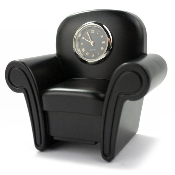 Tischuhr Sofa Sessel schwarz - Dekorative Designer Uhr Sammleruhren Geschenkuhr