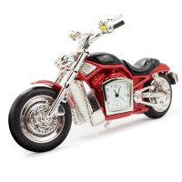 Tischuhr Motorrad Chopper rot - Dekorative Designer Uhr Sammleruhr Geschenkuhren