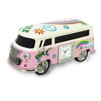 Tischuhr Bus Transporter rosa - Dekorative Designer Uhr...