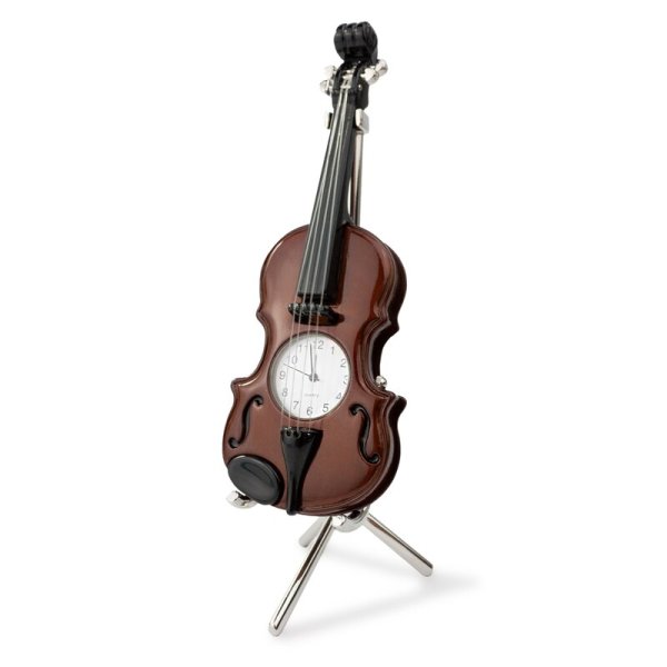 Tischuhr Geige Violine braun - Dekorative Designer Uhr Sammleruhr Geschenkuhren