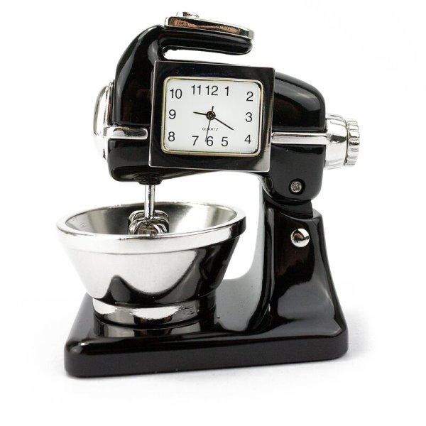 Tischuhr Küchenmaschine schwarz - Dekorative Designer Uhr Sammleruhr Geschenkuhr
