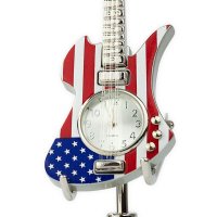 Tischuhr Gitarre Stars & Stripes Dekorative Designer Uhr Sammleruhr Geschenkuhr