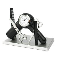 Tischuhr Friseur Set schwarz - Dekorative Designer Uhr...