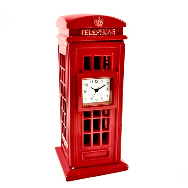 Tischuhr Britisch London Telefonzelle Retro - Dekorative Designer Uhr Sammleruhr