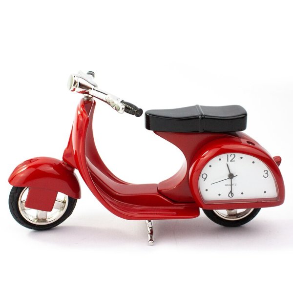 Tischuhr Motorroller rot - Dekorative Designer Uhr Sammleruhren Geschenkuhren