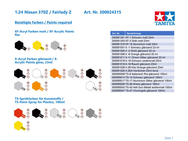 Tamiya 1:24 Nissan 370Z / Fairlady Z 300024315 Modellbausatz